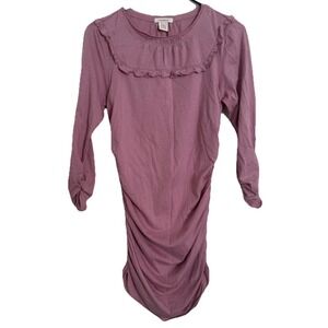 Sundance ruched long-sleeve dress Mauve Womens Ruffle Boho Country Size Small